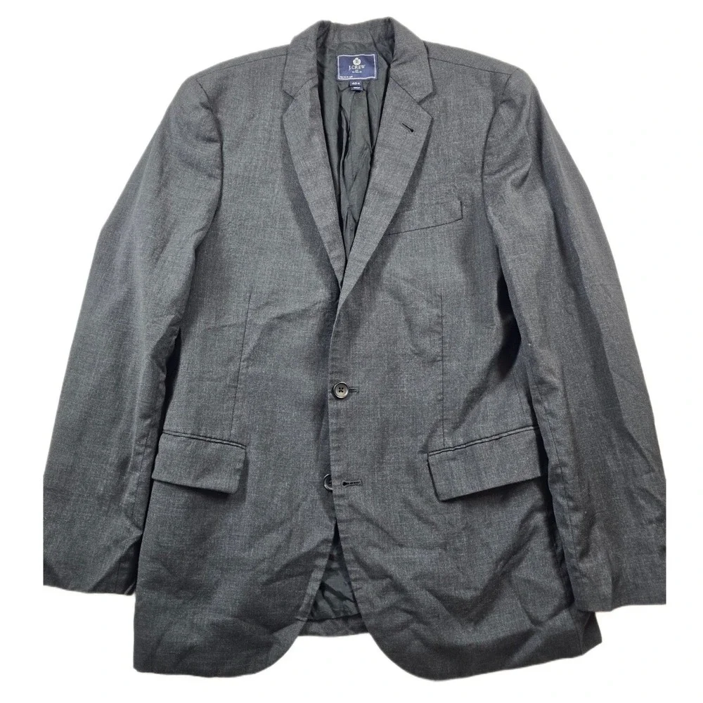 J.Crew Blazer Men 40R Charcoal Gray Wool Blend Two Button Sport Coat Suit Jacket